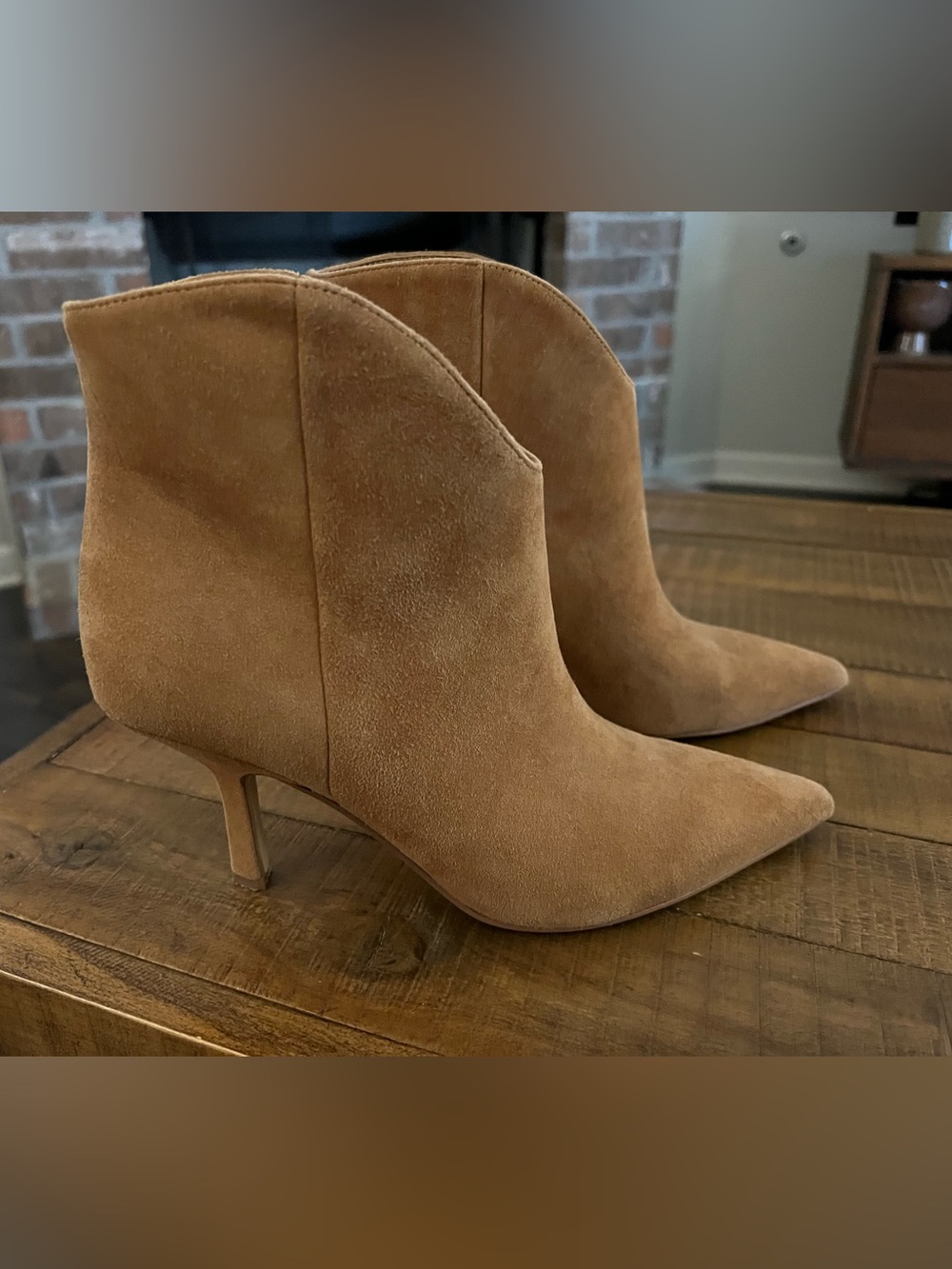 Marc Fisher Camel Suede Heeled Booties size 6.5